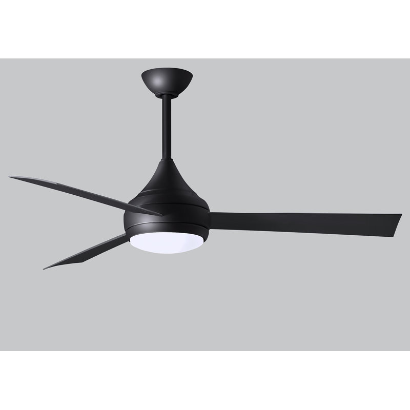 Donaire LED Outdoor Downrod Ceiling Fan, Matte Black, Matte Black