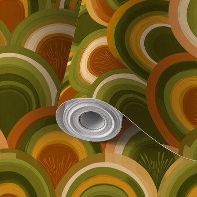 Peel and Stick Wallpaper Contact Paper Retro Abstract Arc Soft Sunburst Repeating Design Self Adhesive and Removable 24in x 118in(60x300cm)