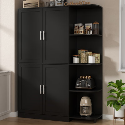 Kitchen Pantry Storage Cabinet, Food Pantry Cabinet With Doors & Adjustable Shelves, 64" Freestanding Cupboard, Tall Kitchen Cabinet With 5-Tier External Shelf For Kitchen, Dining Room