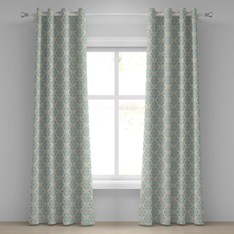 Rideau décoratif à 2 panneaux avec œillets Astoria Grand, 50 po x 54 po, beige et bleu gris, L 50 po x L 108 po