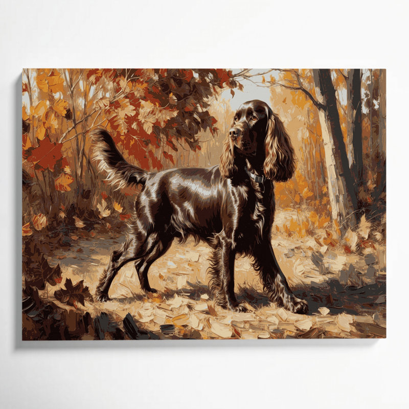 «Dogs Field Spaniel», art mural sur toile brune, H 8 po x l 10 po