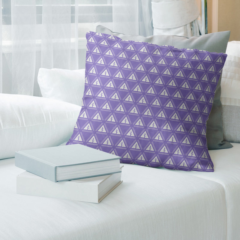 Coussin décoratif à motif d’arbre minimaliste classic Barbra, 20 po x 20 po, Mauve clair, Bourre en polyester