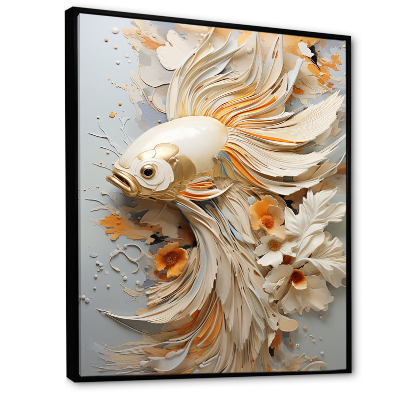 Minimalisme, animal marin sur toile, H 20 po x l 12 po x P 1 po, Cadre flottant noir