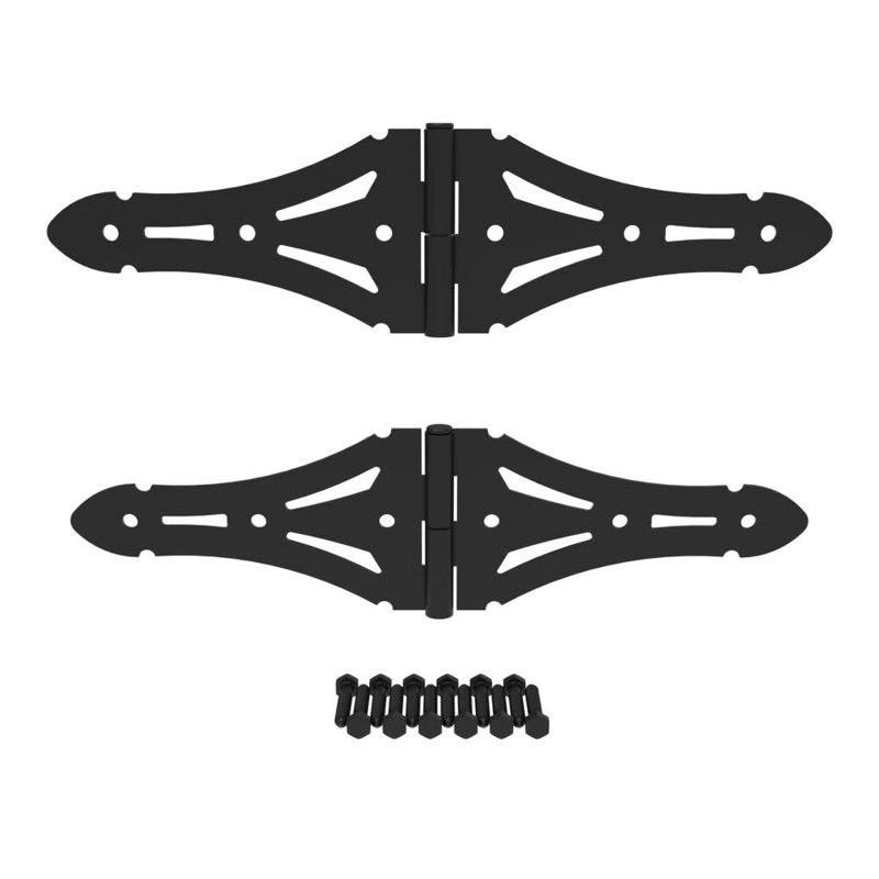 Heavy-Duty Black Double Strap Hinge for Wood Gates