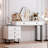 Large Vanity Desk with 3 Color Touch Screen Dimming Mirror, Retractable Makeup Dressing Table-926752813