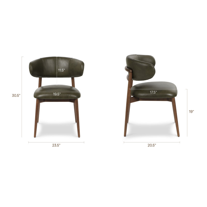 Chaise en cuir véritable Talon, Vert antique