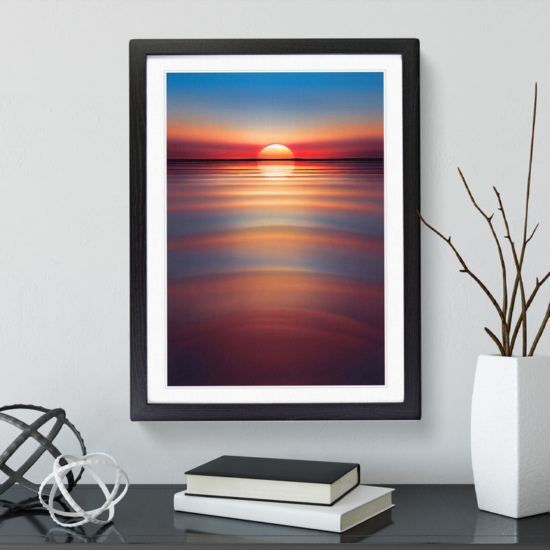Cool Sunset - Single Picture Frame Painting, 64cm H x 46cm W x 2cm D, Black