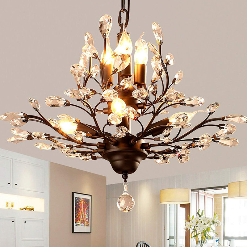 Lustre en cristal 7 lumières Jamei, Noir