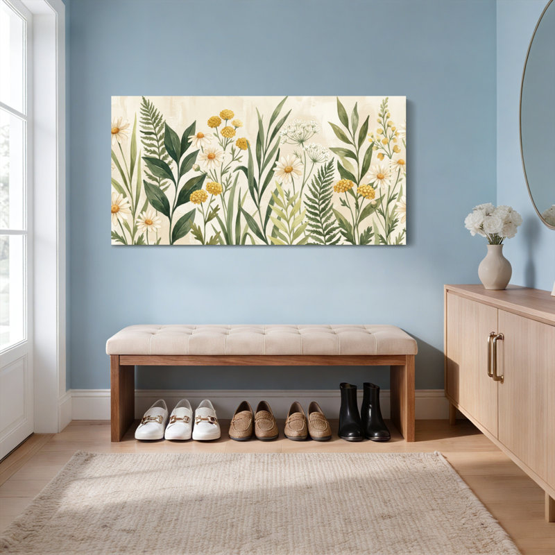 Ensemble de 1 tableau sur toile à motif floral et botanique, H 24 po x l 48 po