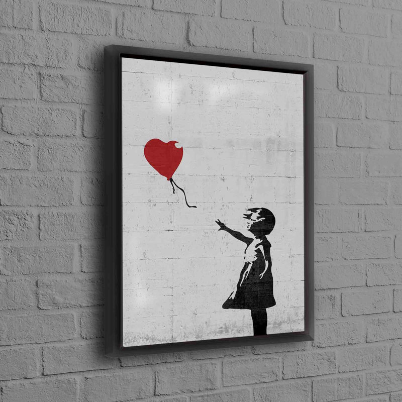 Modern Street Art Canvas Featuring a Girl Holding a Heart Balloon - Abstract Graffiti Wall Art Print Perfect for Urban Chic Decor