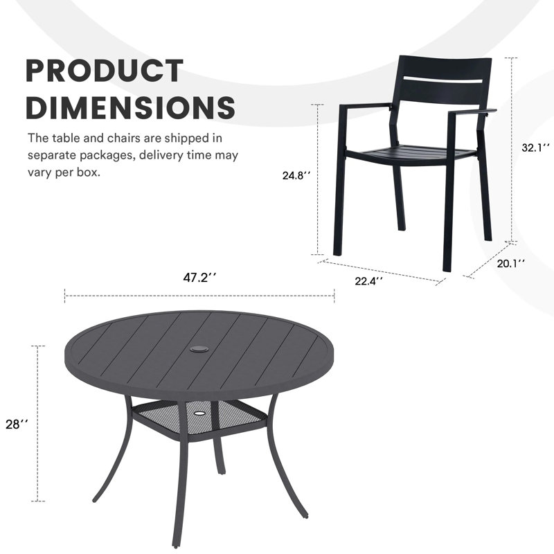 7 Pieces Patio Dining Table And Chairs Set, Gray