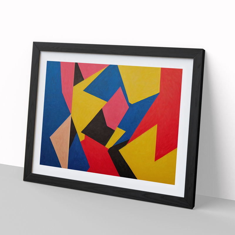 XH1022-8677X Suprematism Art Abstract Vol.1 1 Piece Single Picture Frame Painting, 46cm H x 64cm W x 2cm D, Black