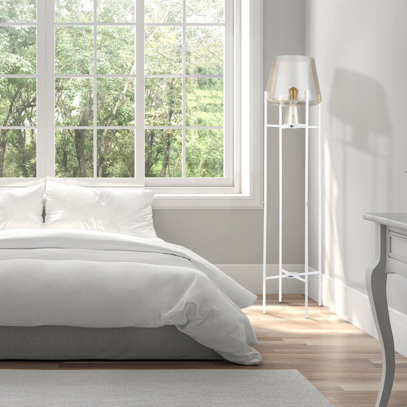 Lampe sur pied moderne 61 "H Nadia, Blanc, Champagne