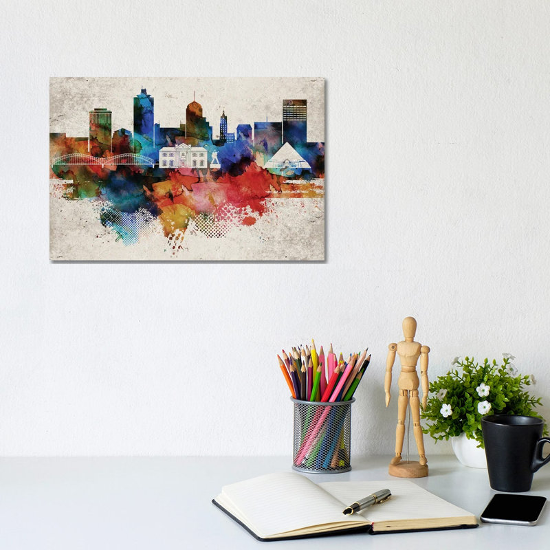 Memphis Abstract Skyline by WallDecorAddict - Wrapped Canvas Print, 20.32cm H x 30.48cm W x 1.905cm D