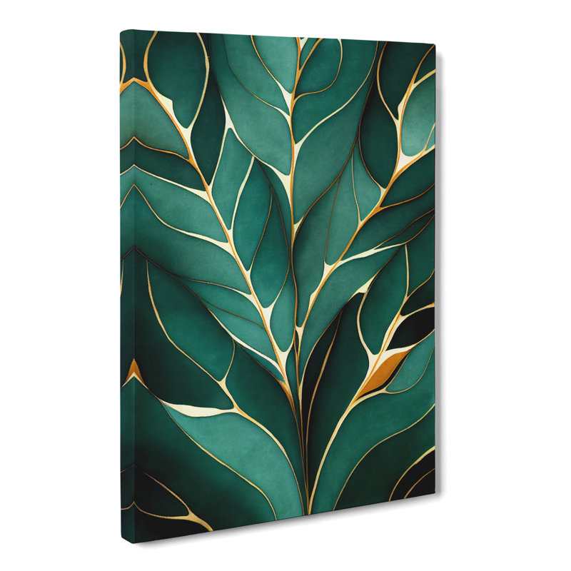 Meila Ivy Leaf Marbling - Wrapped Canvas, 50cm H x 35cm W x 3cm D