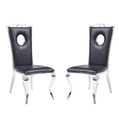Ensemble de 2 chaises de salle à manger élégantes avec sièges et dossiers rembourrés, structure en chrome et découpe pour un confort moderne