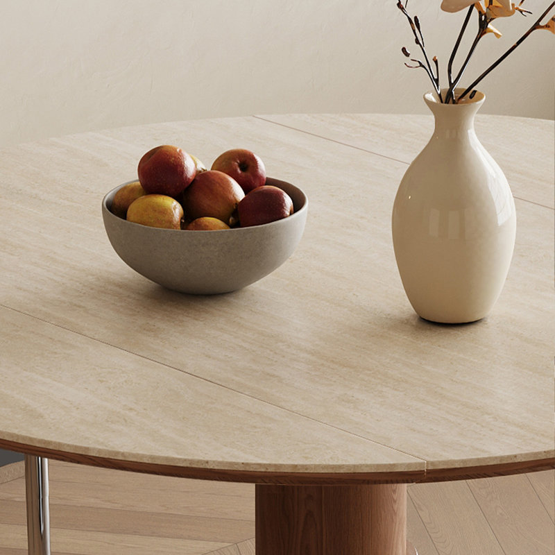 Table de salle à manger ronde en bois massif blanc et brun argenté, H 29,53 po x L 39,37 po x l 39,37 po