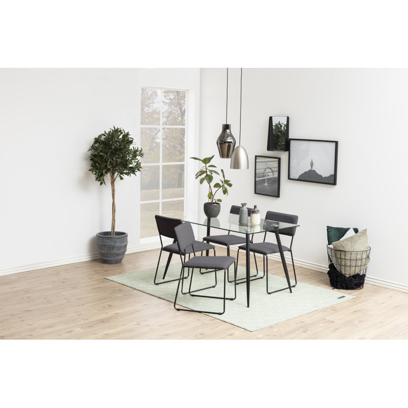 Duwayne Glass Top Metal Base Dining Table