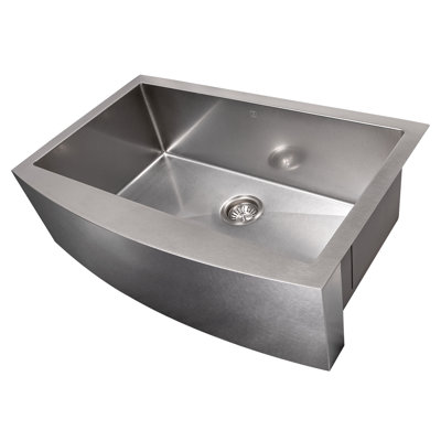 Zline 33 In. Vail Farmhouse Apron Mount Single Bowl Satin Stainless Steel Kitchen Sink With Bottom Grid (s