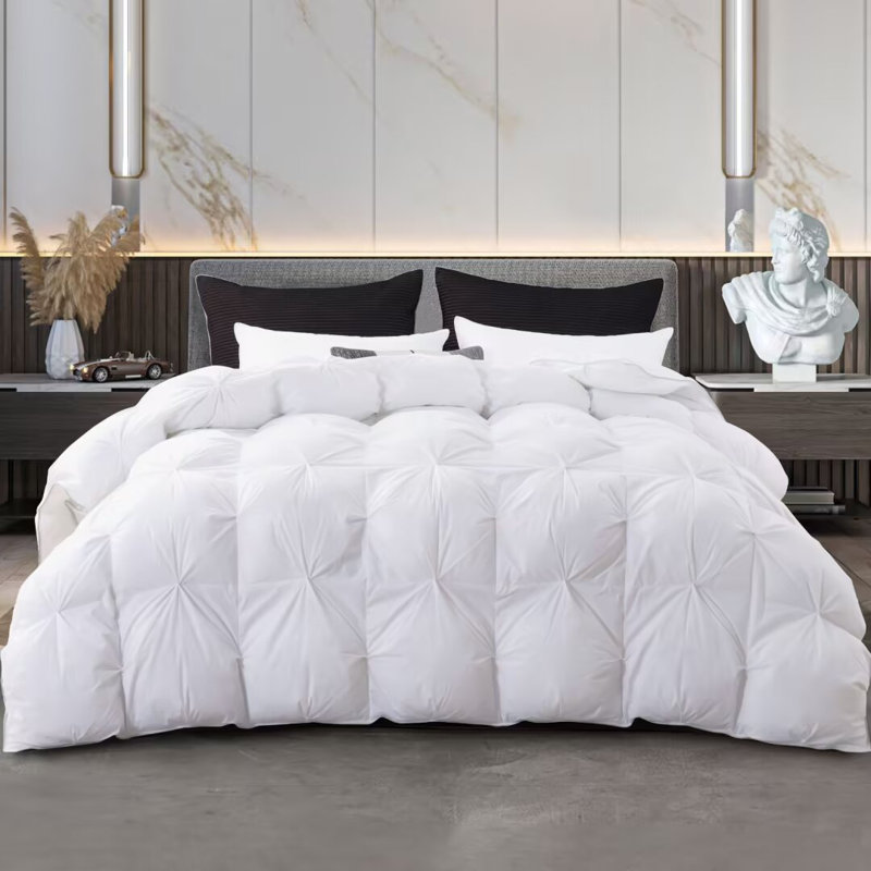 750+ Fill Power Goose Feathers Showunmi with Pinch Pleat Design, Queen, White