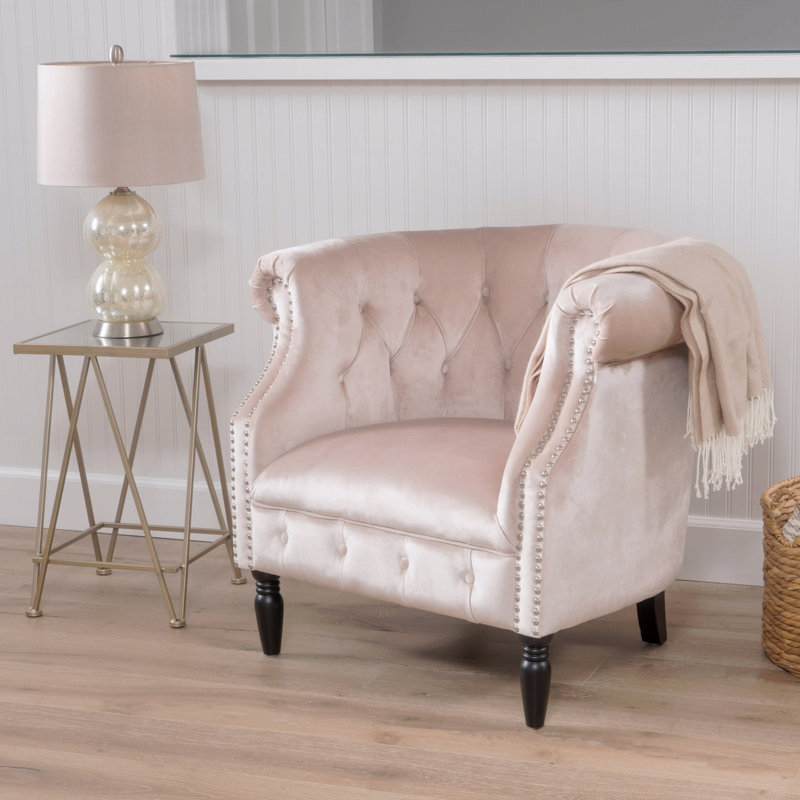 Fauteuil d'appoint Club Basic, Velours champagne