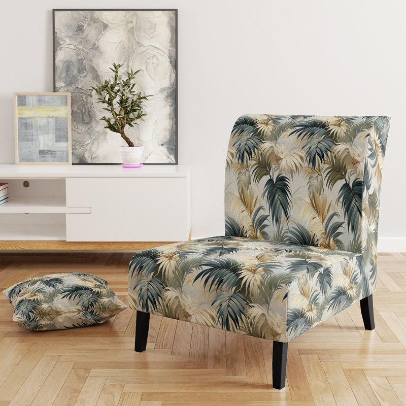 Fauteuil de chambre rembourré C, Motif tropical de chuchotement II