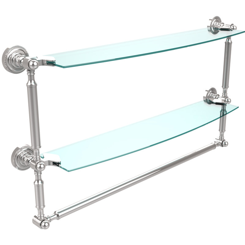 Tablette à 2 niveaux avec barre à serviettes Marchmont, H 15 po x l 28 po x P 6,1 po, Chrome poli