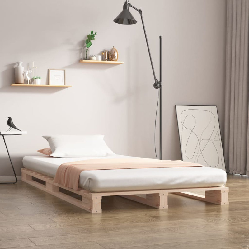Pallet Bed Solid Wood, European Single (90 x 200 cm), natural