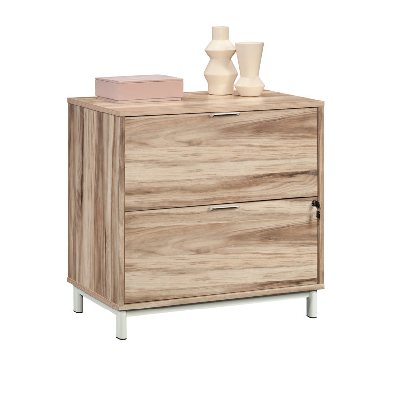 Classeur latéral, aspect bois, 2 tiroirs pour le bureau bien rangé, teinture à gratter, teinte maison ou brune, mécanisme de verrouillage, tiroir inférieur, 30,47 po x 19,38 po, 29,78 po, assemblé fonctionnel, moderne