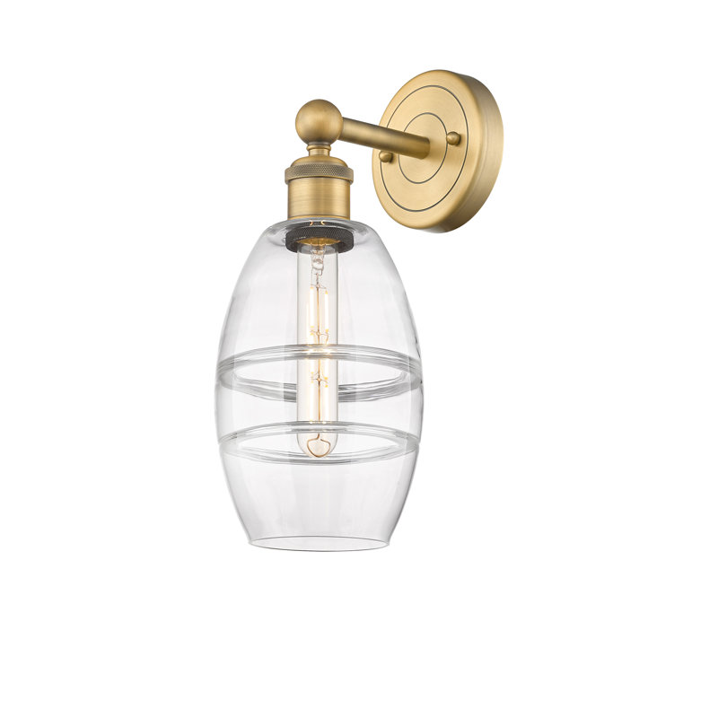 Applique murale en acier Bettylou, H 10,38 po x l 5,88 po x P 7,44 po, Laiton brossé, Transparent