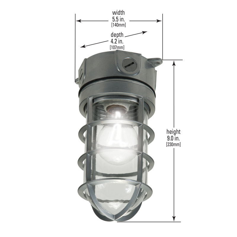 Gray 100W Incandescent Vapor Tight Flood Light