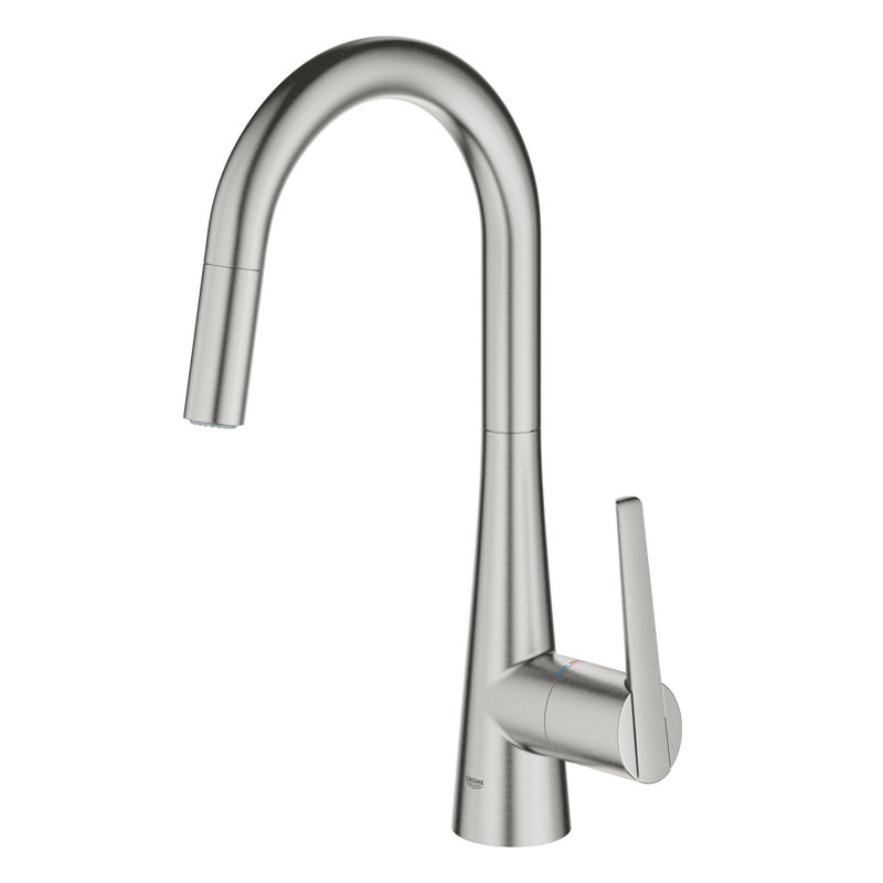 Zedra Pull Down Touch Single Handle Kitchen Faucet with Accessories, Supersteel Infinity