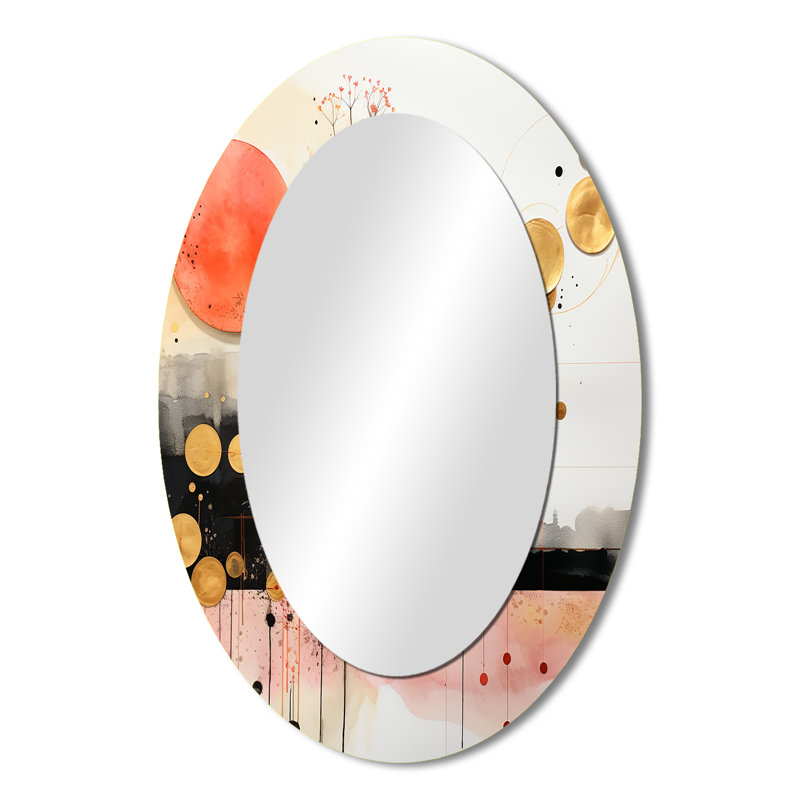 Escape To Serenity Vintage - Aquarelle or rose - Miroir mural moderne, 36 po x 24 po