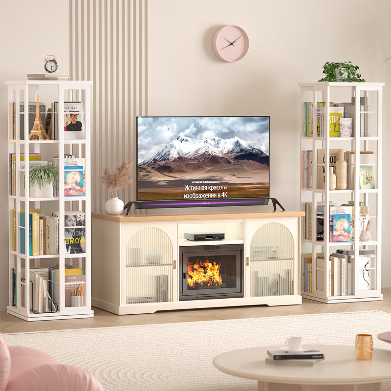 Fortis 15.8"W x 15.8"D Rotating Bookcase, Coner bookshelf, White, (4 Shelves) 54"H x 15.75"W x 15.75"D