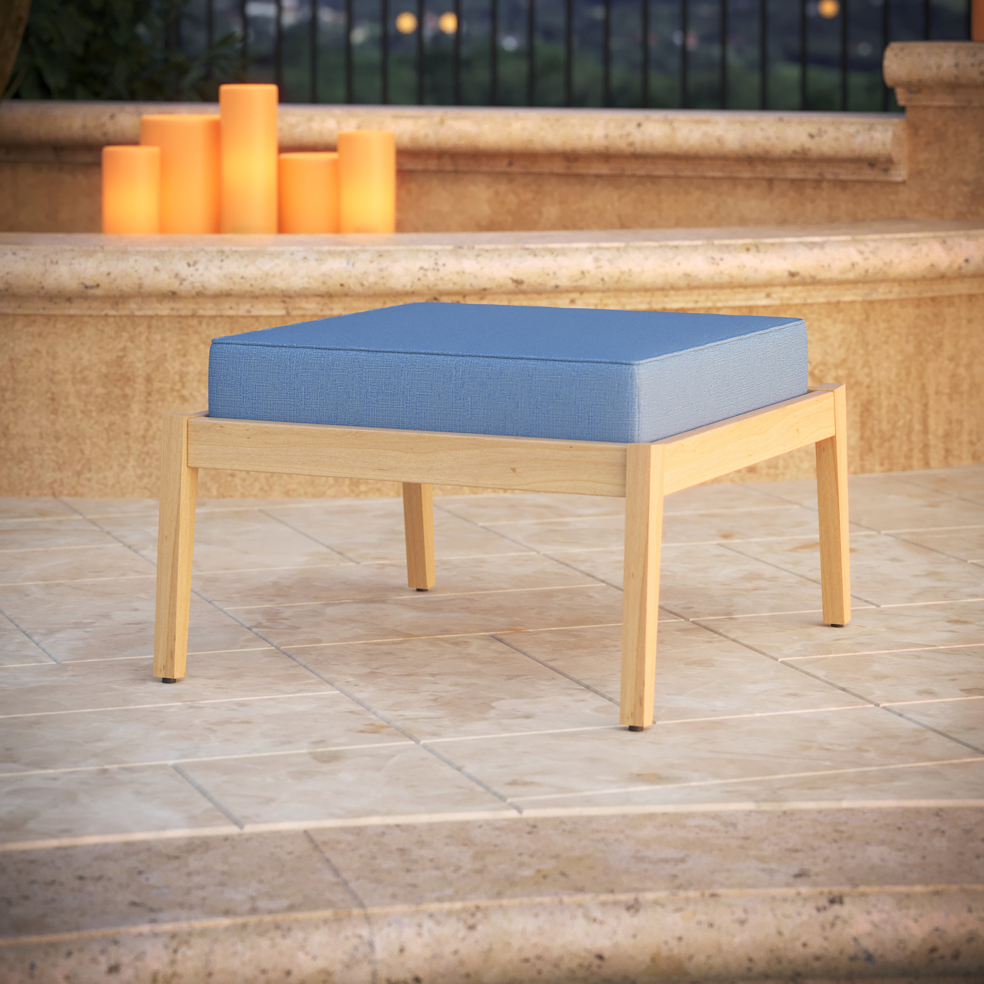 Sunbrella Outdoor Ottoman Cushion, Cast Ocean Sunbrella® Plainweave