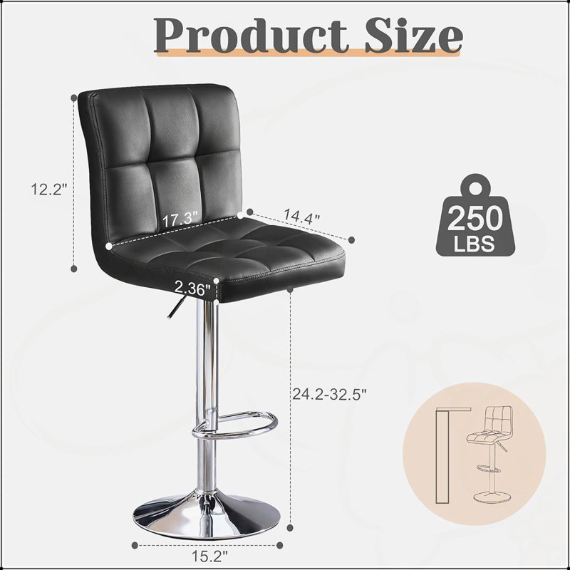 Ensemble de tabourets de bar confortables et réglables, idéal pour les cuisines et les comptoirs modernes, Noir