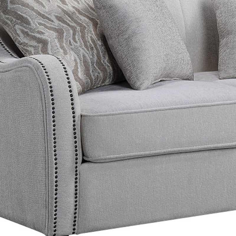 Causeuse et coussins décoratifs 63 "en lin beige et noir