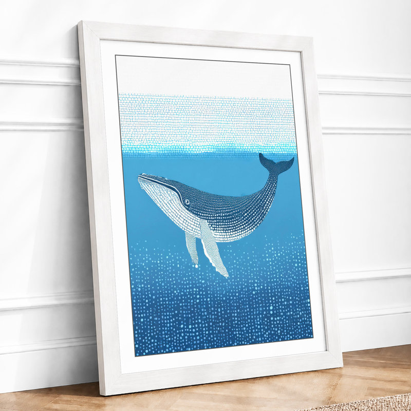 Drifting Whale Coastal 1 Piece Single Picture Frame Wall Art, A3 - 42.0 x 29.7 cm, White