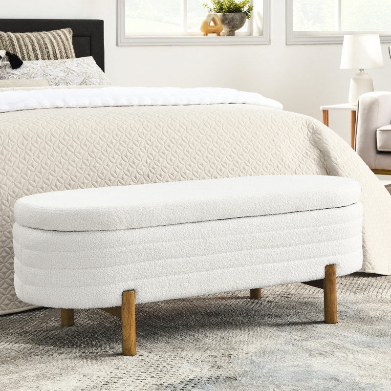 Banc de rangement moderne ovale rembourré