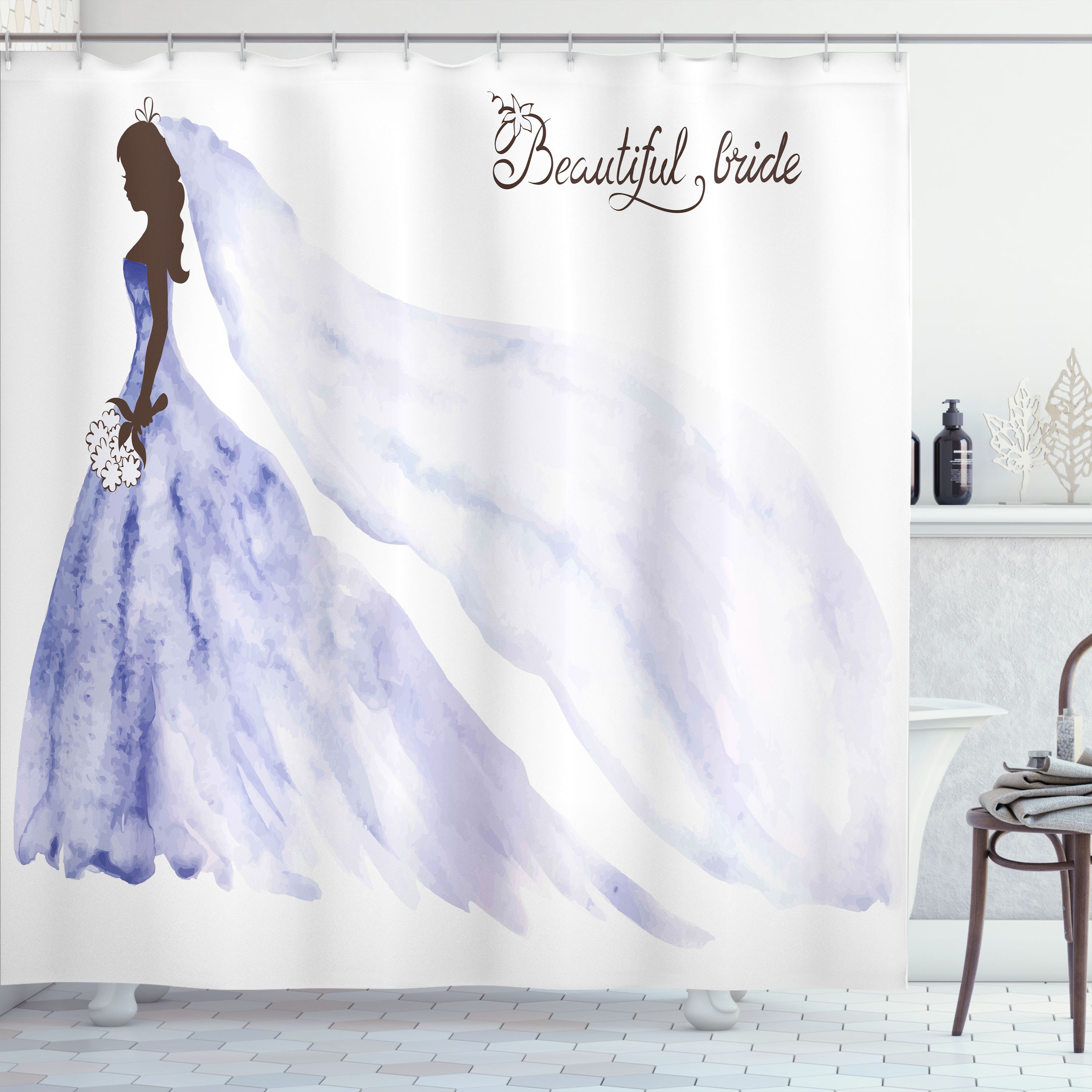 Dakota Fields Wedding Shower Curtain Abstract Wedding Purple Blue and