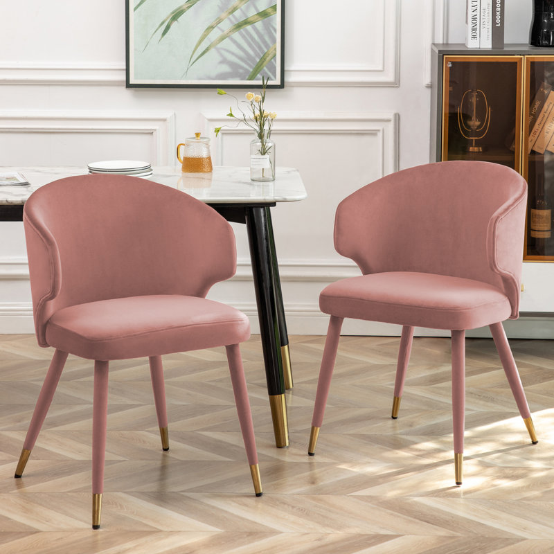 Chaise de salle à manger rembourrée Sumiko, Rose
