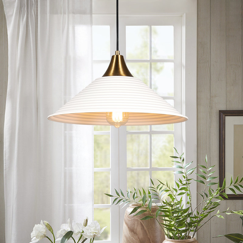  Luminaire suspendu moderne en métal blanc 15 "à intensité variable