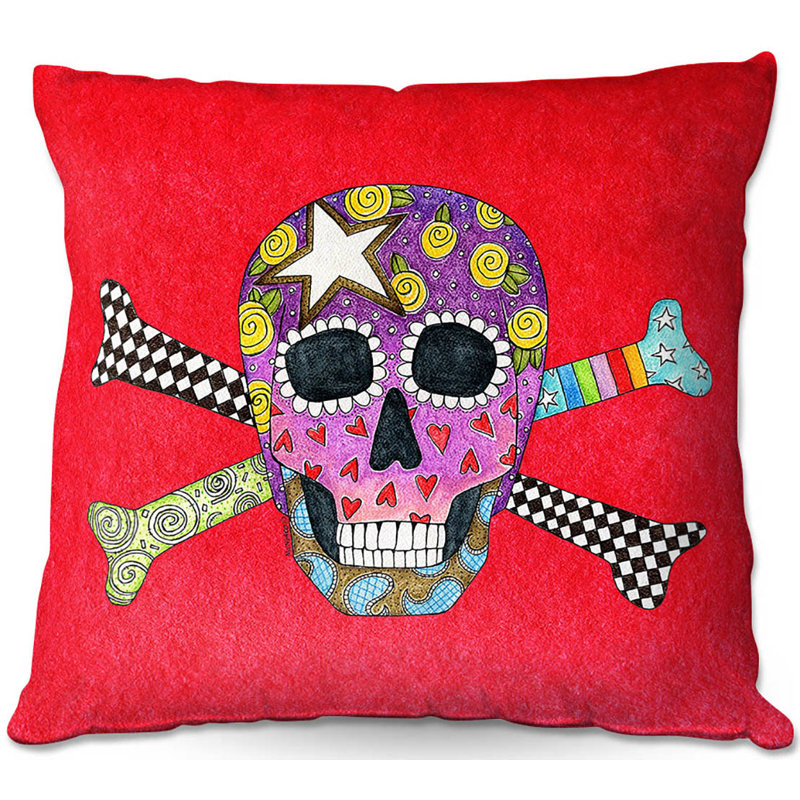  Coussin Couch Skull and Cross Bones, 20 po x 20 po, Rouge