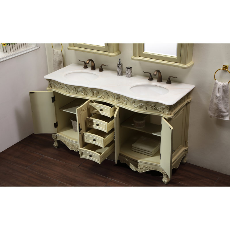 Aurillac Pakrat 60" Double Bathroom Vanity Set, White