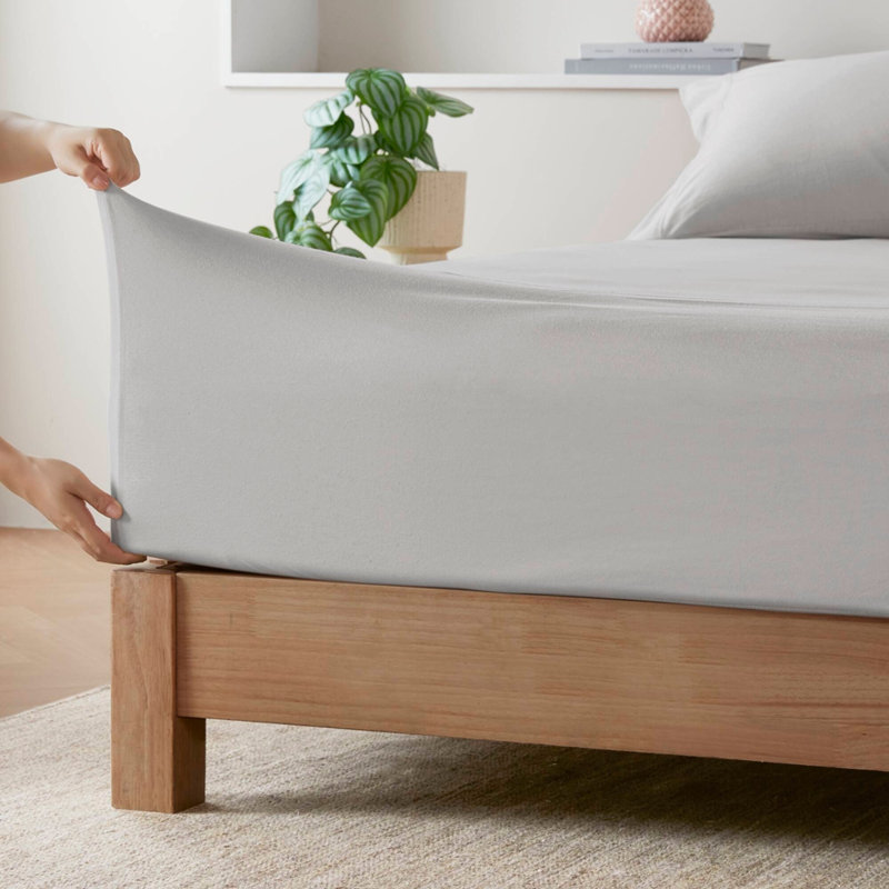 Ensemble de draps 3 pièces, Ensemble de draps pour lit simple avec 1 taie d'or, Grey