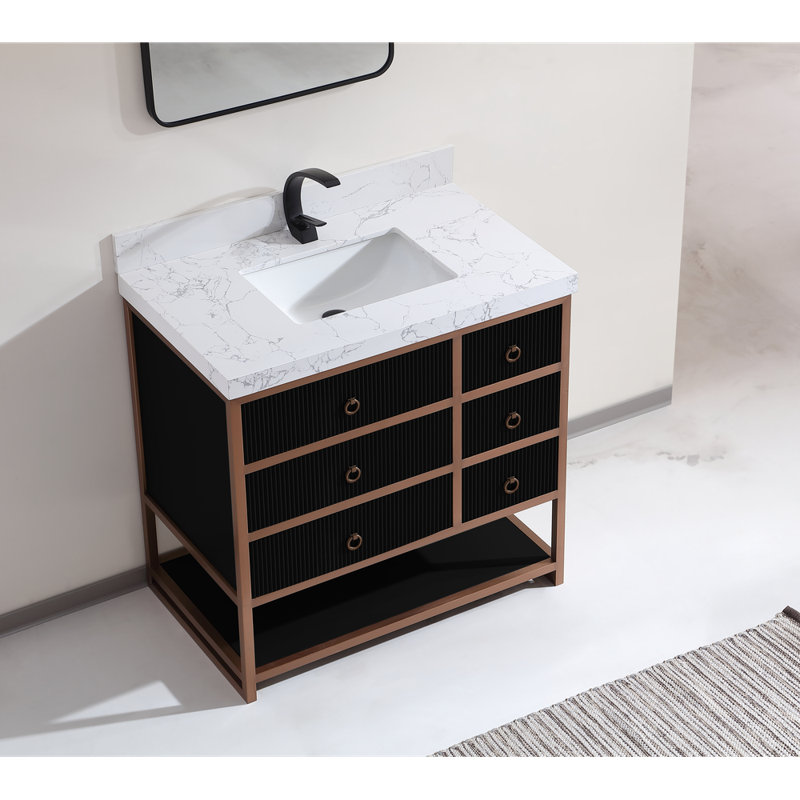 36" Freestanding Standard Single Bathroom Vanity with Top