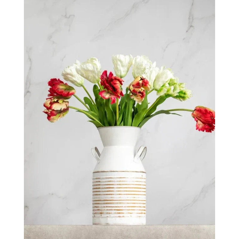 Real Touch Lemon Parrot Tulip 27", White