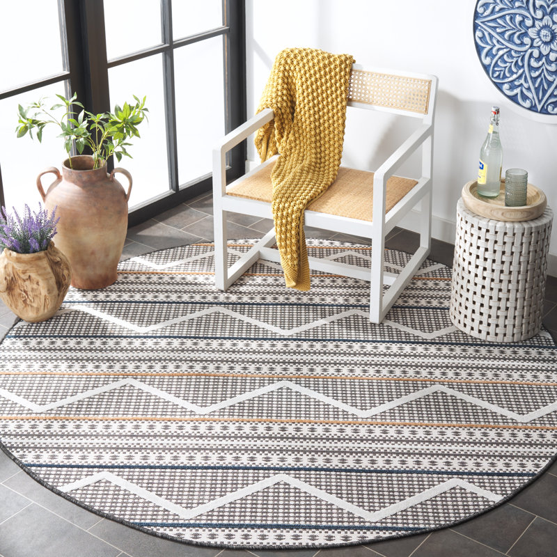 Kenenth Performance Southwestern Indoor/Outdoor Area Rug, Round 6'5"