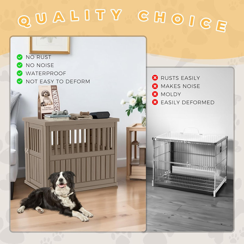 Table de bout pour chien avec table de bout et loquet verrouillable pour petits et grands chiens, Gris
