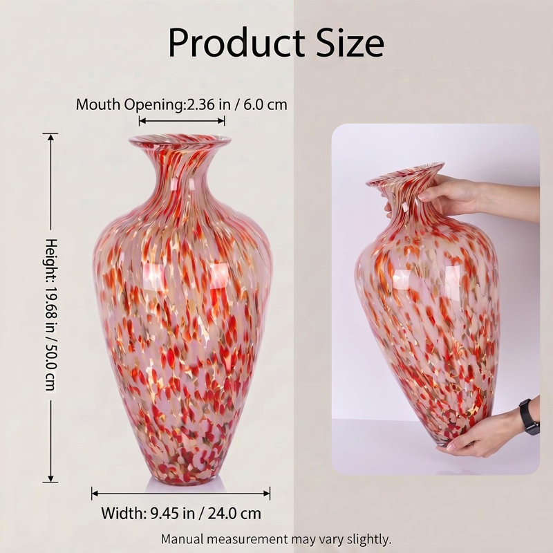 Vase de plancher en verre, Rouge